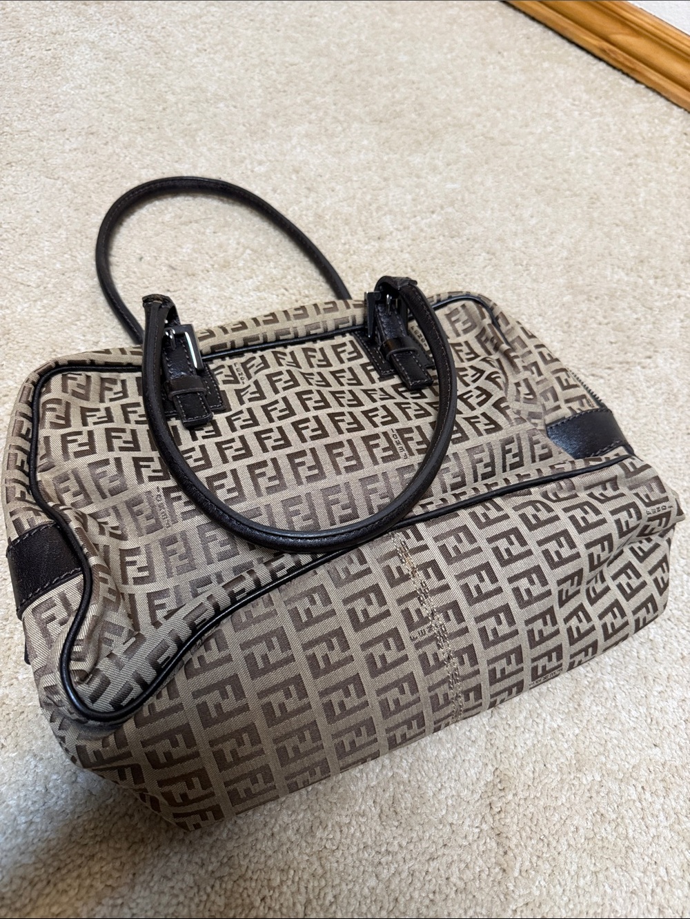 Fendi Beige and Dark Brown FF Canvas Tote